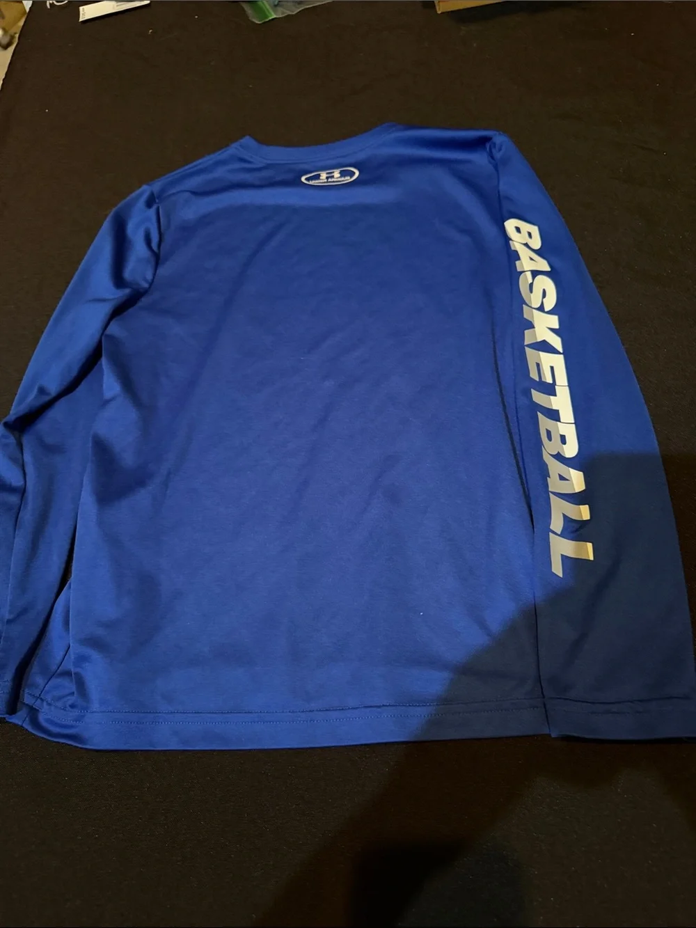 Under Armour Royal Blue Long Sleeve Athletic Top with White Logo